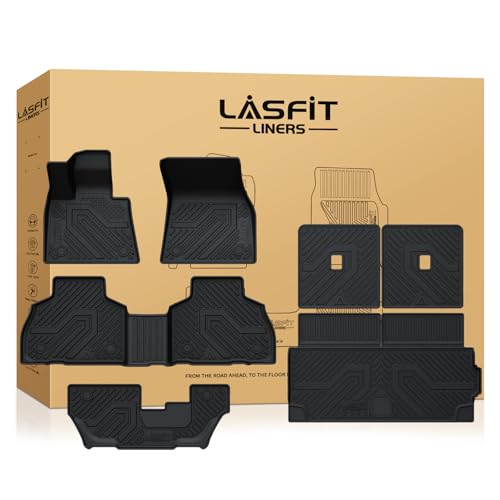 LASFIT Full Set Floor Mats Fit for BMW X7 2019-2025 2026 (7-Seater Only, Not Fit 6-Seater) M50i M60i xDrive40i xDrive50i, All Weather TPE Custom Fit 1st&2nd&3rd Row&Cargo Mat&Seatback Car Mats, Black - size: 5) X7 7-Seat 2019-2026 | Floor Mats Full Set