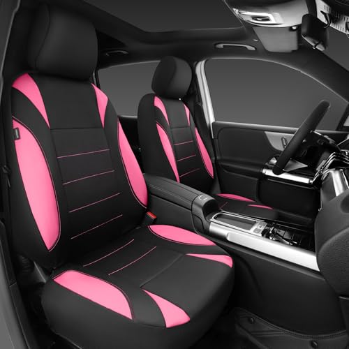 CAR PASS Waterproof Car Seat Covers Full Sets, Universal Fit Seat Covers for Cars, EVA Neoprene Seat Cover Set Full Sets, Interior Covers for Auto SUV,Vans,sedans, Trucks,(Black Pink) - color: Pink Full Sets