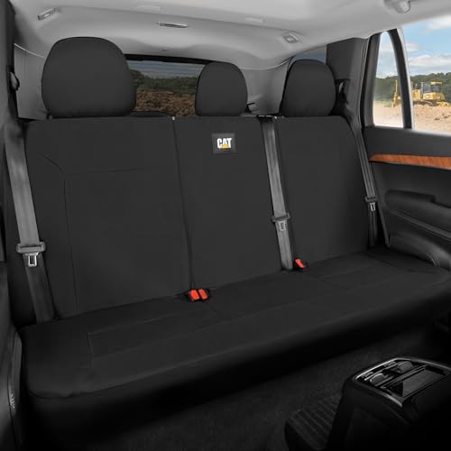 CAT Black Rear Seat Cover for Cars, SUVs & Small Trucks – Heavy-Duty Oxford Canvas – 60/40 Split Bench Protector – Durable Back Seat Cover for Pets, Travel & Daily Use – Car & Truck Interior Accessory - color: Rear Seat Black