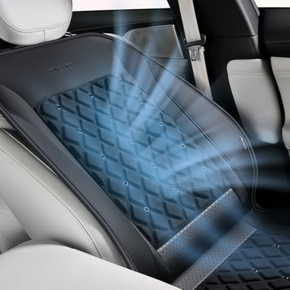 Coverado Upgraded Cooling Car Seat Cover Front Seat, 12V-24V Ventilated Cooling Seat Cover 3 Adjustable Wind Speeds Long Lasting Coolness Summer Driving Universal Fit for Car SUV Truck, Classic Black - color: Black-a