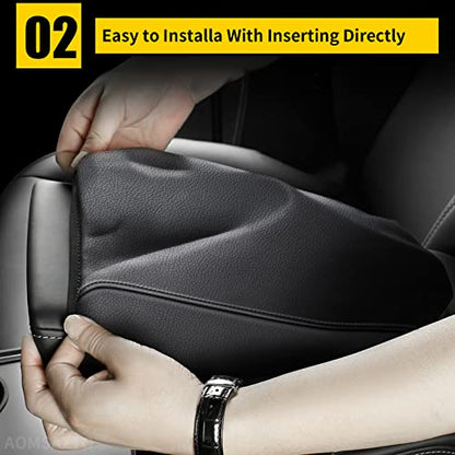 Armrest Console Covers for 2013-2018 Nissan Altima Black with Black Stiches - color: Black 13-18