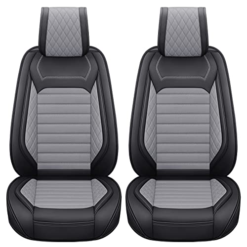 Aierxuan Front Driver Seat Covers for Cars Universal Fit for Honda Toyota Hyundai Elantra Jeep Wrangler Liberty Acura Mitsubishi Outlander Nissan Lexus VW Jetta Passat (2PCS Front,Black-Grey) - color: 2 Pcs Front/Black-Grey