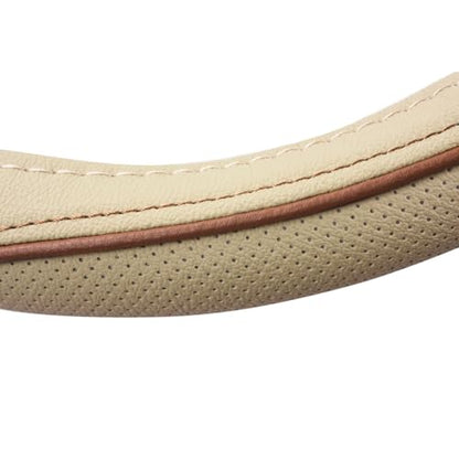 CAR PASS Line Rider Universal Fit Delux Leather Steering Wheel Cover, for suvs,sedans,Vans,Trucks for 14.7" to 15" (Beige) - color: Beige