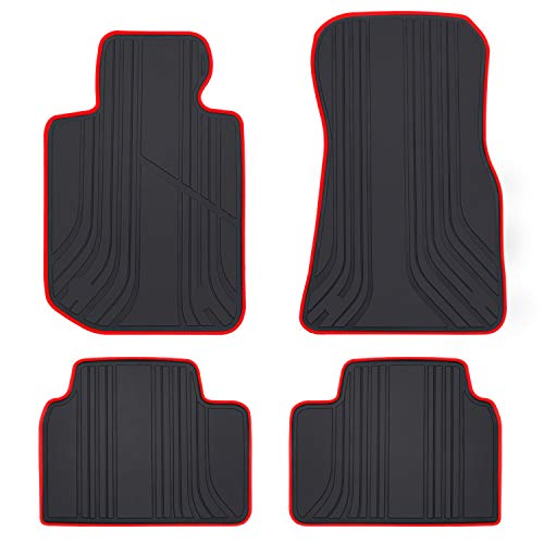 Car Floor Mat Custom Fit for BMW 3/4 Series 2019-2026 G20 G21 M3(G80) M4(G83) i4(G26) Black Red Rubber Auto Floor Liners Set All Weather Protection Heavy Duty Odorless