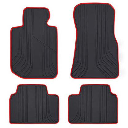 Car Floor Mat Custom Fit for BMW 3/4 Series 2019-2026 G20 G21 M3(G80) M4(G83) i4(G26) Black Red Rubber Auto Floor Liners Set All Weather Protection Heavy Duty Odorless