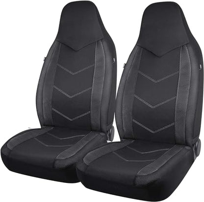 PIC AUTO Car Seat Covers - High Back Front Sports Carbon Fiber & Mesh Design Seat Covers, Automotive Seat Covers, Universal Fit for Most Cars, Airbag Compatible (Black)