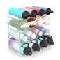 Stackable Water Bottle Organizer, 4-Tier Clear Large Compartment Holder with Stable One-Piece Side-Panel Design, Prevents Tipping & Rolling for Cabinet & Kitchen Storage, Holds 16 Bottles
