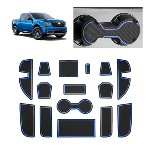 SKTU Door Slot Mat for 2022 2023 2024 2025 2026 Ford Maverick Accessories Door Groove Gate Pad 15Pcs Fit 2022-2025 2026 Ford Maverick Door Compartment Cup Console Liners Maverick Floor Liners (Blue) - color: for 2022-2026 Maverick Blue