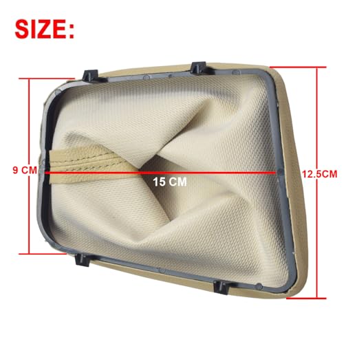 Manual Gear Shift Knob Black Leather Shifter Boot Cover Gaiter with Frame for B-mw E30 E36 E39 E46 E81 E82 E87 E88 E90 E91 E92 E93 (E46 Beige) - size: E46 beige