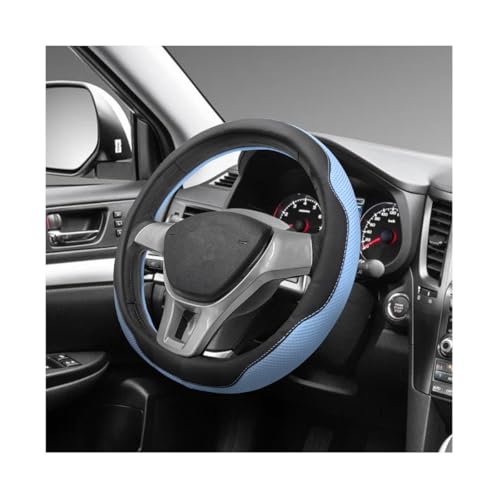 Microfiber Leather Steering Wheel Cover, Breathable Steering Wheel Protector with Anti-Slip Inner Ring, Universal 14.5"-15" Car Wheel Cover Auto Interior Decor for Men Women (Blue) - color: Blue