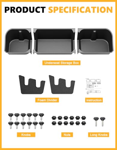 Tuyoung Under Seat Storage Boxes Compatible with 2015-2026 Ford F-150 F150 SuperCrew Cab, 2017-2026 F-250/F-350/F-450/F-550 Super Duty, Heavy Duty Rear Truck Under Back Seat Box Organizer Cargo Box - size: 15-26 Ford F150 & 17-26 F250 F350 F450 F550