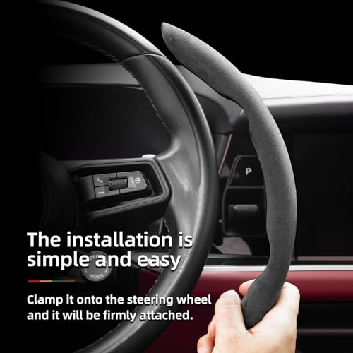 Suede Thin Car Steering Wheel Cover, 3 Piece, Fits 14-16 inch Round Steering Wheels, Black - color: Black, size: 3pcs: Fits Round Steering Wheels
