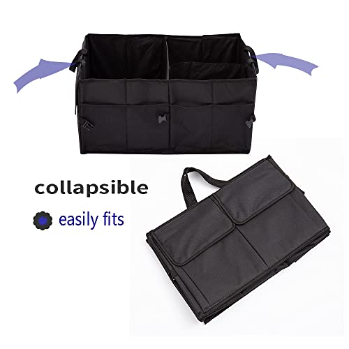 Trunk Organizer Car Basket Storage Tote Organizer Small Black Collapsible Snack Bins for Car SUV Sedan