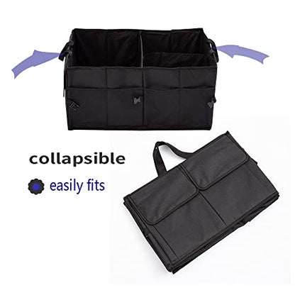Trunk Organizer Car Basket Storage Tote Organizer Small Black Collapsible Snack Bins for Car SUV Sedan