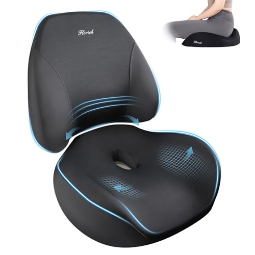 FLORICH Upgraded Ergonomic Memory Foam Car Seat Cushion with Lumbar Support, Non-Slip, Washable Driving Seat Cushion for Back & Sciatica Pain Relief, Large Car Seat Cushion Driver, Office-Black - color: B-black, size: 2 Peices