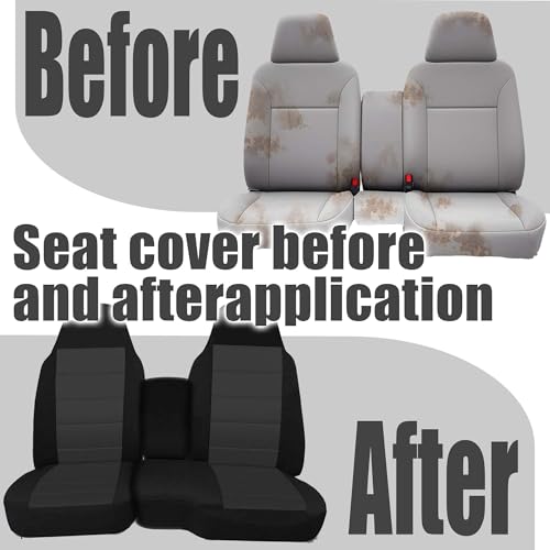 Front 60/40 Split Bench Seat Covers with Console Armrest Truck Seat Cover, Compatible with Chevy Colorado GMC Canyon 2004 2005 2006 2007 2008 2009 2010 2011 2012-Black - size: with Console Armrest