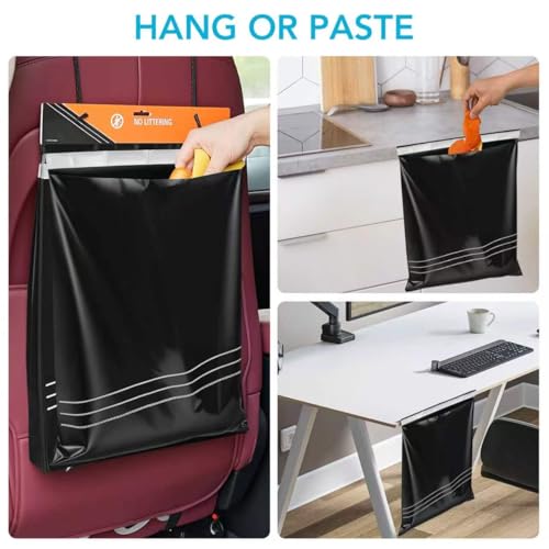 50 Pcs Disposable Car Trash Bags – Leakproof & Odor-Lock 2 Gallon Hanging Auto Garbage Bags – Hanging from Headrest/Easy Stick-On Trash Can for Car, Truck, SUV, Travel & Ride-Share