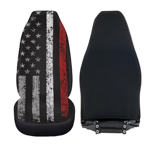 American Flad Print Automotive Seat Cover Red Car Front Seat Cover for Patriotic 4th of July Car Seat Cushion Protector Easy to Install Clean - color: American Flad Red