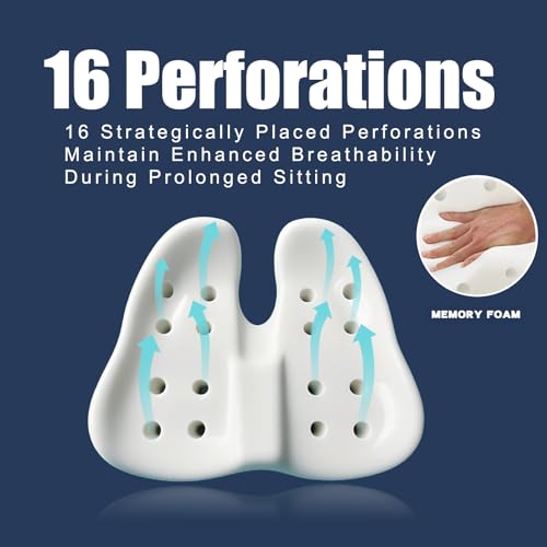 Pressure Relief Seat Cushion for Long Sitting Hours on Office/Home Chair, Car, Wheelchair - Extra-Dense Memory Foam for Hip, Tailbone, Coccyx, Sciatica-Black (Light Edge) - color: Black (Light Edge)