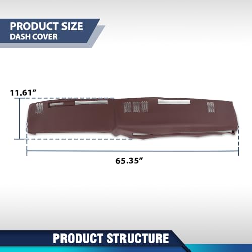 PIT66 TPE Dash Dashboard Cover Red Compatible with GMC Chevy Full Size Pickup 1981-1987, Fit GMC Chevy SUV 1981-1991 Instrument Panel - size: 1981-1991 GMC Chevy SUV(Red)
