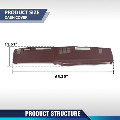PIT66 TPE Dash Dashboard Cover Red Compatible with GMC Chevy Full Size Pickup 1981-1987, Fit GMC Chevy SUV 1981-1991 Instrument Panel - size: 1981-1991 GMC Chevy SUV(Red)