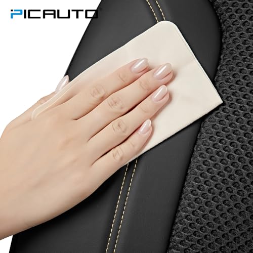 PIC AUTO Car Seat Cover, Super Breathable Mesh Front Seat Cover for Cars, Beige Leather Seat Covers, Universal Fit, Durable, Airbag Compatible, Suitable for SUVs, Trucks, Sedans, and Vehicles - color: Beige