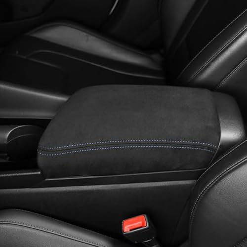 1 Piece Car Armrest Cushion Pad Memory Foam Center Console Armrest Cover Cushion Compatible with Hyundai Elantra 2021-2024 Accessories(Blue Line Stitches) - color: Black Covering Blue Line Stitches Armrest Cushion