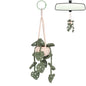 DICHA Crochet Hanging Plant - Aesthetic Car Accessory for Women - Rear View Mirror Leaf