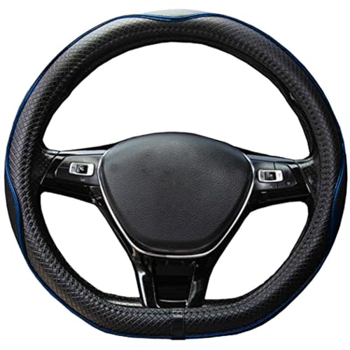 Mayco Bell Flat Bottom Steering Wheel Cover Anti-Slip,Safety,Soft,Breathable,Durable,Full Surround,Comfortable Grip Microfiber Leather (D-Shape, Black Blue)