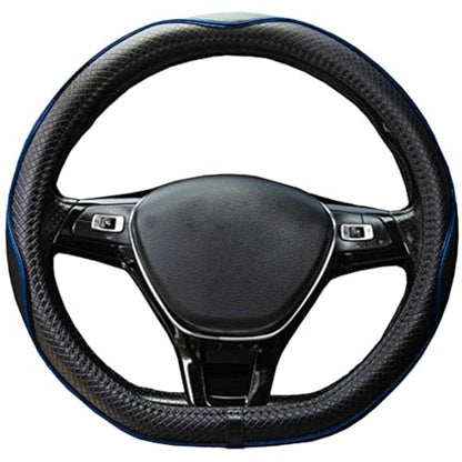 Mayco Bell Flat Bottom Steering Wheel Cover Anti-Slip,Safety,Soft,Breathable,Durable,Full Surround,Comfortable Grip Microfiber Leather (D-Shape, Black Blue) - color: Black Blue, size: D Shape