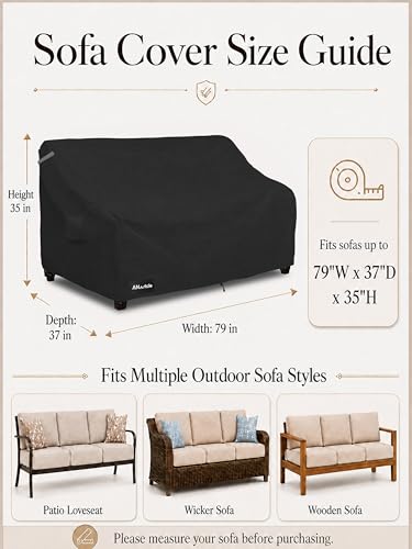 ANartcle 3-Seater Patio Sofa Cover,79W x 37D x 35H Inches Outdoor Couch Cover,100% Waterproof Heavy Duty Patio Sofa Covers,Patio Furniture Covers,Black - color: Sofa-Black, size: 79"W x 37"D x 35"H