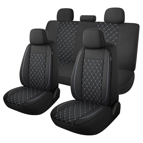 YGL Breathble Car Seat Covers Full Set,Washable Seat Covers for Cars,Premium Cloth Car Seat Protectors,Interior Covers for Cars,Sedan Van Truck SUV(Black/Gray) - color: Black/Gray, size: Full Set