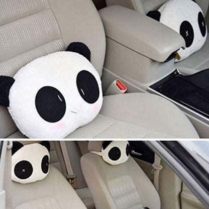 Estel Cartoon Cute Panda Plush Auto Car Seat Headrest Neck Rest Cushion Pillow 1 Pair with Different Faces