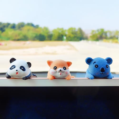 Cute Animal Rear View Mirror Accessories, Car Center Screen Decoration Dashboard Ornament, Car Accessories Interior for Women/Men Computer Monitor Decor - style: Panda+Dog+Koala