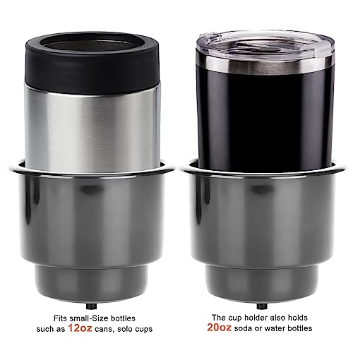 (Set of 4) Amarine-Made Black Recessed Drop in Plastic Cup Drink Can Holder with Drain for Boat Car Marine Rv - Black - size: 4