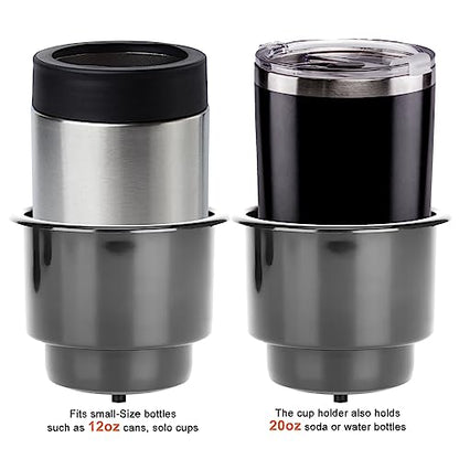 (Set of 5) Amarine-Made Black Recessed Drop in Plastic Cup Drink Can Holder with Drain for Boat Car Marine Rv - Black - size: 5