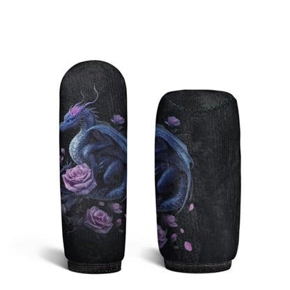Dragon Rose Pattern 2 Pcs Car Handbrake Cover Set with Gear Shift Cover, Washable Auto Handbrake Grip Cover Stretchy Car Accessories Universal Fit for SUV Sedan Van - color: Dragon Rose