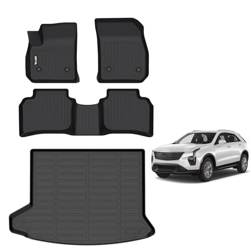AIPOIL® Floor Mats & Cargo Liner Set for 2019-2024 2025 2026 Cadillac XT4 All Weather Protection TPE Anti-Slip Automotive Full Set Custom Car Mats Accessories - Black - style: 3) For XT4 2019-2026 Full Set