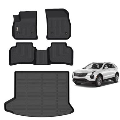 AIPOIL® Floor Mats & Cargo Liner Set for 2019-2024 2025 2026 Cadillac XT4 All Weather Protection TPE Anti-Slip Automotive Full Set Custom Car Mats Accessories - Black - style: 3) For XT4 2019-2026 Full Set