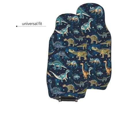Dinosaur Pattern Front Seat Covers 2 Pack, Vehicle Seat Protector Car Mat Covers, Fit Most Bucket Seats - color: Dinosaur Pattern