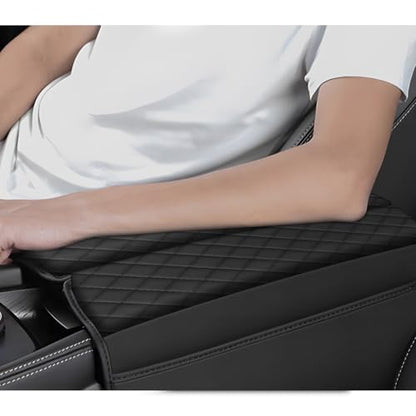 AOMSAZTO 2 Pieces Set Console Covers for 2021-2025 2026 Nissan Rogue Armrest Covers with Pockets Leather Black - color: Black with Pockets