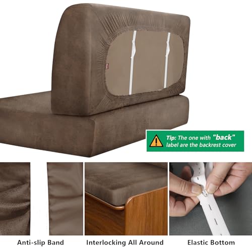 Leather Like RV Dinette Cushion Covers, RV Booth Seat Cover Stretchable Camper Cushion Couch Covers Washable Slipcovers for RV Camper Car Bench (1 Backrest Cover & 1 Bench Cover, 02Light Brown) - color: 02light Brown, size: 1 Bench Cover & 1 Backrest Cove