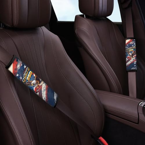 Dreaweet 250th Anniversary Eagle Car Seat Belt Covers for Women 2 Pcs Universal Comfort Car Seat Shoulder Strap Pads Neoprene Seatbelt Covers Easy to Install - color: 250th Anniversary Eagle