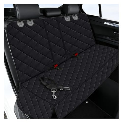Waterproof Dog Car Seat Cover, Non-Slip Scratchproof Pet Car Back Seat Protector, Washable Hammock Bench Seats Cover, Universal Auto Interior Accessories for Cars/Trucks/SUVs (Black)