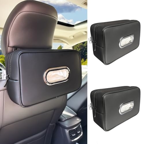 Noaman Upgraded 2 Pakc Large Car Tissue Holder PU Leather Tissues Box Cover Backseat Rectangular Napkin Holder for Car Fits for 120 Standard Kleenex Tissues Box for Car Organization Accessories Black - color: Black 2 Pack