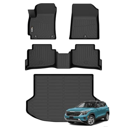 Wailtnb- Floor Mats & Cargo Mats Set Fit Kia Seltos 2024 2025 All Weather Floor Liners for Kia Seltos 2024 Cargo Trunk Liner Accessories for S丨LX丨EX丨SX丨X-Line - style: 35|For Kia Seltos | 2024-2026 | Set