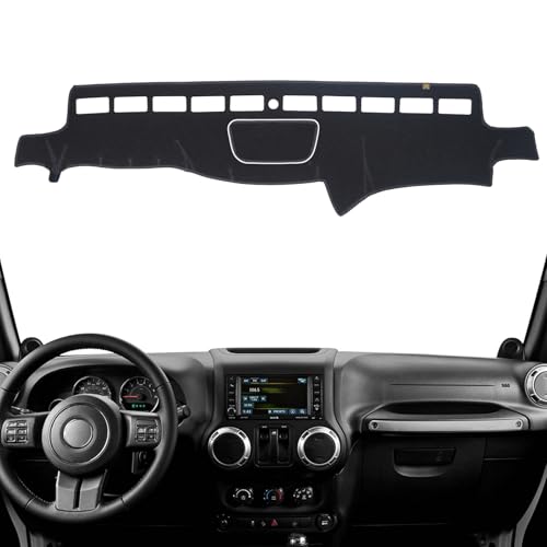 AUQDD Dashboard Cover Mat Fit for 2011 2012 2013 2014 2015 2016 2017 Je-ep Wrangler, Black Flannel Dash Mat, Anti-Glare, Anti-Reflection, No Peculiar Smell - Only Fits Mfr Body Code: JK - color: Black, size: Fit For 11-17 Je-ep Wrangler