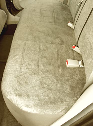 Universal Fit Beige Velour Fabric Car Seat Covers Full Set for Auto, Truck, SUV, Van – Front & Rear Split Bench, Easy Install Interior Protector Bundle Set Style
