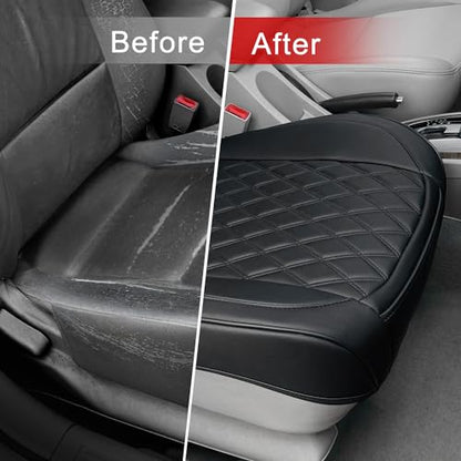 BEITK 1 Pack Leather Front Car Seat Cover Bottom Car Seat, Anti-Slip and Full Wrap Driver Car Seat Protectors, Luxury Waterproof Bottom Auto Seat Cushion Pad Mat for Most Vehicles(Black) - color: black-1pcs