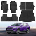Floor Mats for Toyota RAV4 2025 2024-2019 (Include Hybrid) Full Set All Weather Floor Mats for Toyota RAV4 Accessories 2025 2024-2019 TPE Back Seat Cover Protector Trunk Frunk Mat - size: 2019-2025